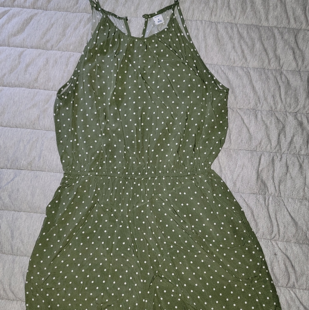 Old Navy Green Romper with Polka-dots